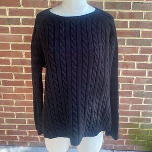 L. L. Bean Black Cable Sweater Women's Size XL